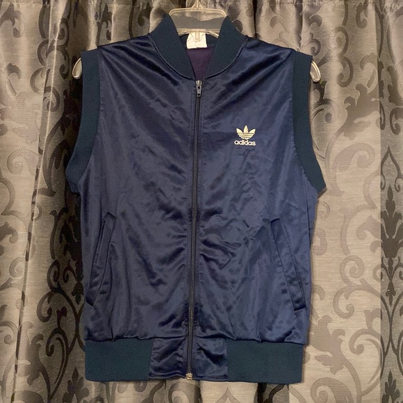 adidas Jackets Coats Vintage Adidas Navy Blue Zip Up Vest